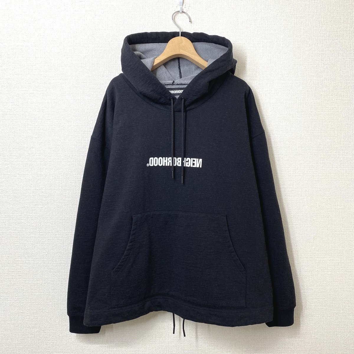 NEIGHBORHOOD ネイバーフッド NYCO 逆ロゴ パーカー NC-HOODED LS ビッグシルエット M ブラック 黒 ロゴ プルオーバー 反転 リバース_画像1