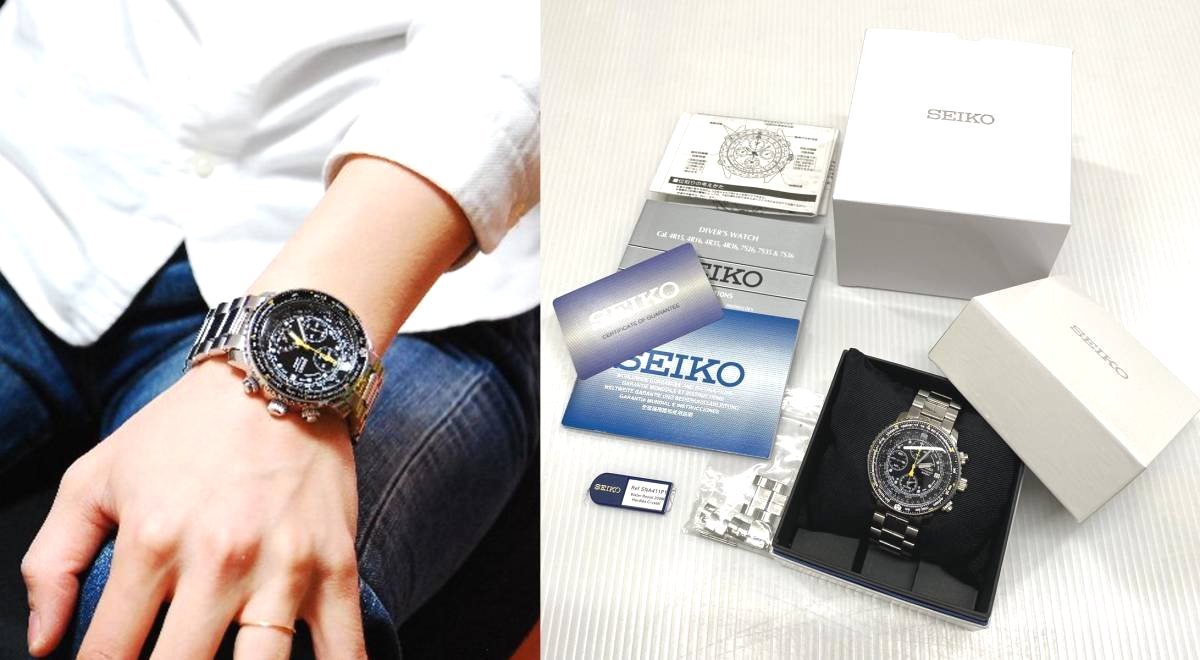 海外モデル / SEIKO セイコー SNA411P1 クロノグラフ 腕時計 シルバー パイロット 20気圧防水 アナログ_画像1