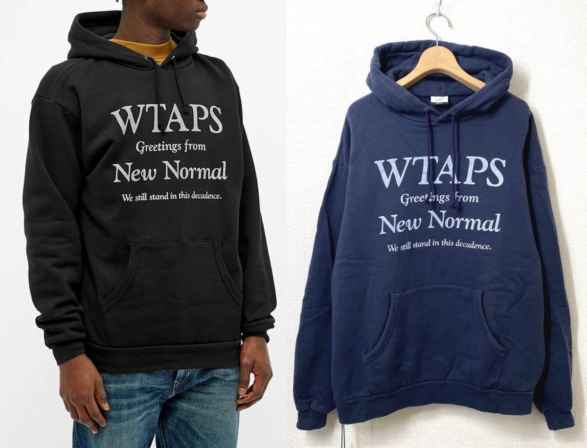 WTAPS ダブルタップス NEW NORMAL スウェットパーカー 4 ネイビー 紺 ロゴ 裏起毛 SCREEN スクリーン フード プルオーバー_画像1