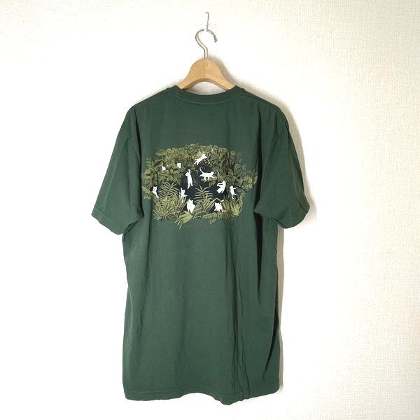 美品 / RIPNDIP リップンディップ 逆ポケット Tシャツ L グリーン 緑 猫 ネコ 半袖