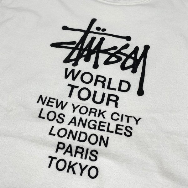 美品 / STUSSY ステューシー ワールドツアー Tシャツ L ホワイト 白 WORLD TOUR 半袖 ストックロゴ_画像4