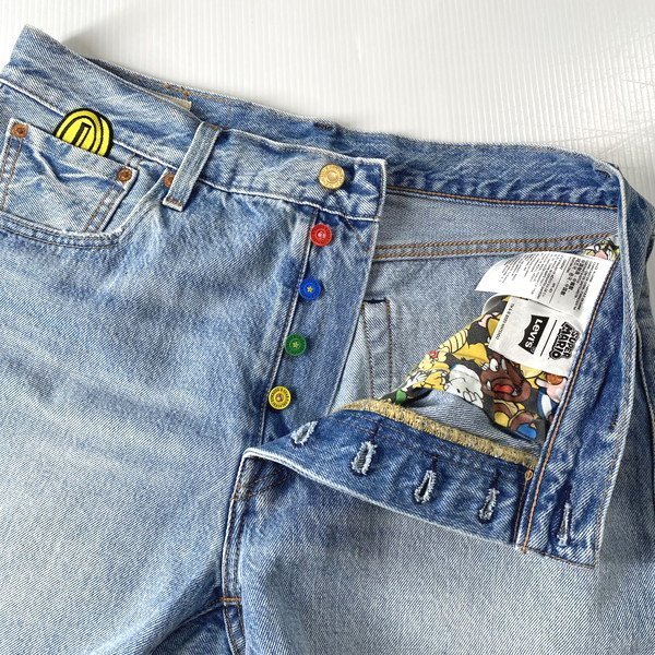 美品 W34 / Levi's PREMIUM × SUPER MARIO 501 93 SHORTS SM GANG デニムショートパンツ インディゴ ショーツ リーバイス スーパーマリオ_画像4