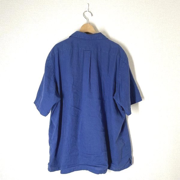 90s / POLO RALPH LAUREN Polo Ralph Lauren CURHAM CLASSIC FIT хлопок linen открытый цвет рубашка XL синий blue рубашка с коротким рукавом хлопок лен 
