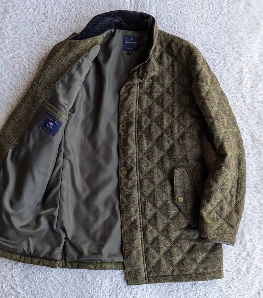 ブルックスブラザーズ 英国 MOON ツイード ウール キルティング ジャケット コート 中綿入り 極暖タイプ L (L~XLサイズ相当)_画像1