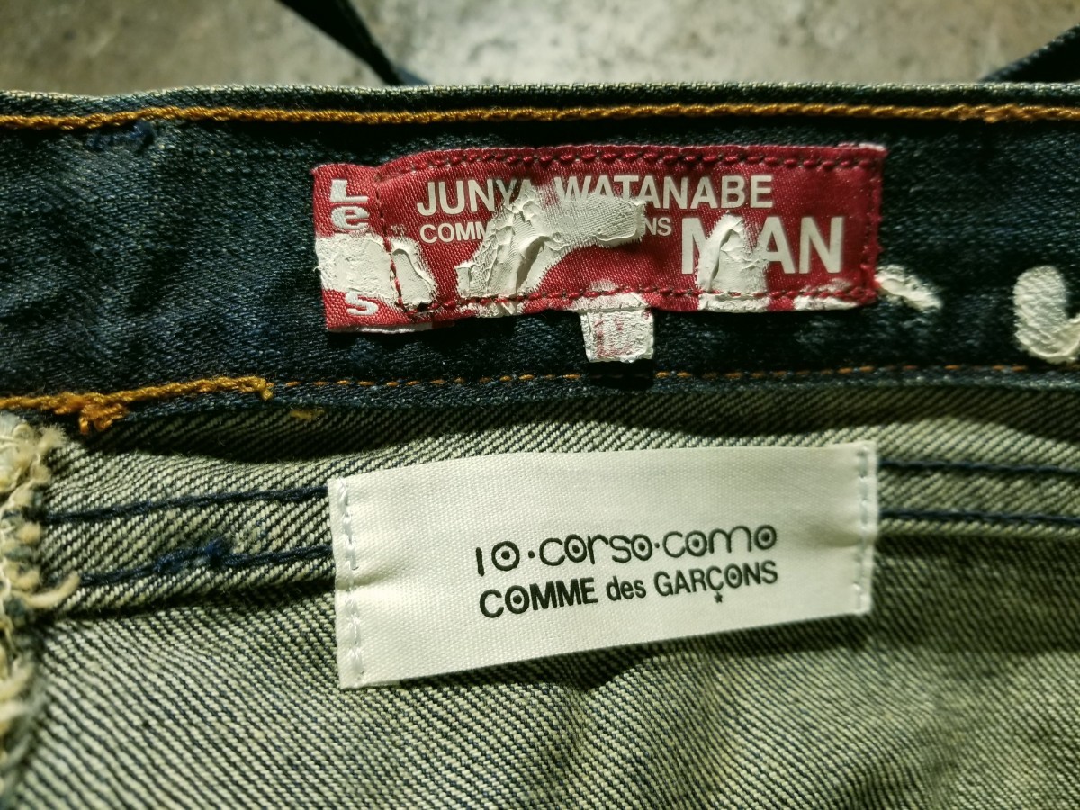 JUNYA WATANABE MAN 02aw ×LEVI\'Skoruso Como repeated construction Denim tote bag paint processing 2002AW Junya Watanabe COMME des GARCONS