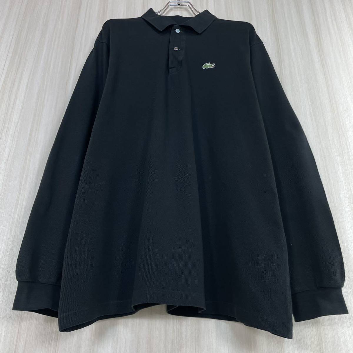 【入手困難】【フランス製】【フレラコ】 LACOSTE フレンチ ラコステ ワニ 鹿の子 長袖ポロシャツ サイズ6 ブラック 黒 XL相当 古着_画像5