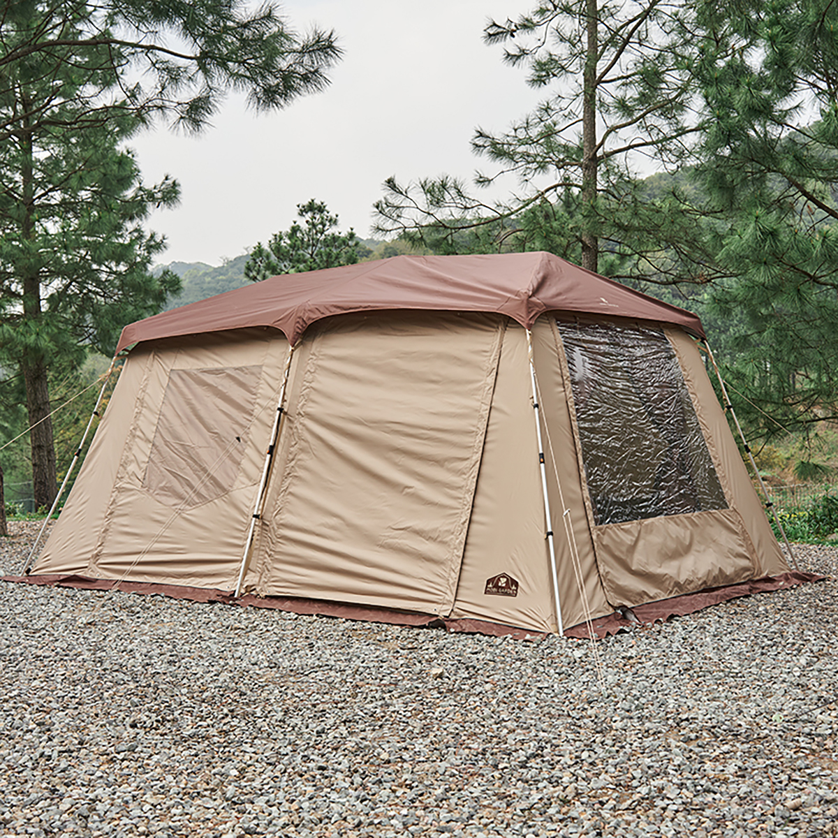 MOBI GARDEN テント 4人用 二重層PU耐水圧3000mm シルバーコーティングUPF50+ 紫外線防止 自動クイックテント ファミリーキャンプ サンド色_画像2