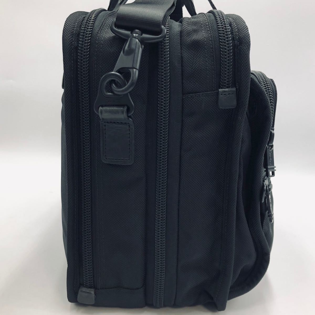 1円~[極美品] TUMI トゥミ ALPHA メンズ ビジネス 2way ショルダーバッグ エクスパンダブル ブリーフ バリスティック レザー A4/PC可 黒_画像4