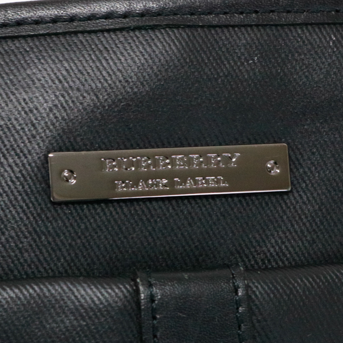 バーバリー BURBERRY ショルダーバッグ レザー ナイロン チェック柄 肩掛け 斜めかけ ブラックレーベル 中古 maw11051_画像8