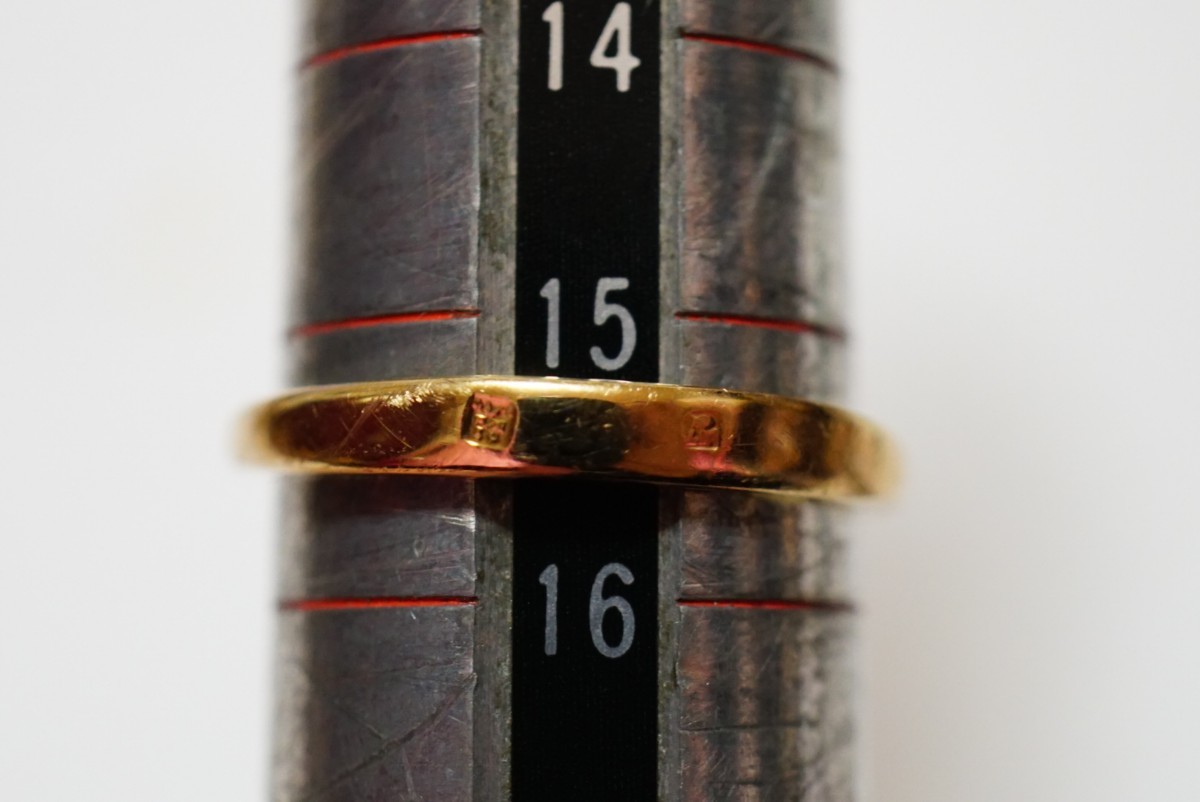 972 海外製 ガーネット リング 指輪 約15.5号 ヴィンテージ アクセサリー アンティーク 宝石 色石 カラーストーン ゴールドカラー 装飾品_画像5