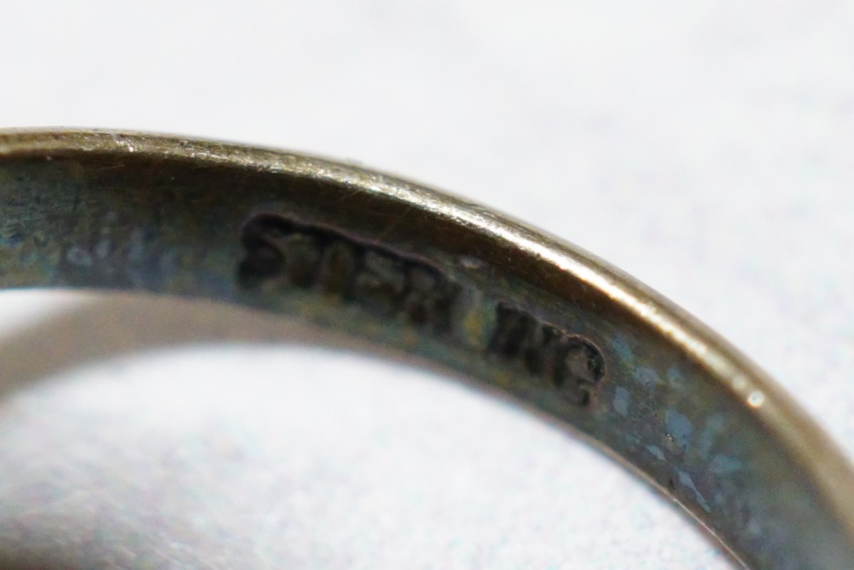 1309 海外製 天然ターコイズ リング 指輪 約12号 ヴィンテージ アクセサリー STERLING刻印 ビンテージ アンティーク 色石 トルコ石 装飾品_画像6