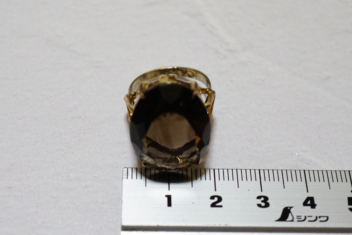 1360 天然スモーキークォーツ リング 指輪 約13号 ヴィンテージ アクセサリー SILVER刻印 アンティーク 天然石 宝石 カラーストーン 装飾品_画像7