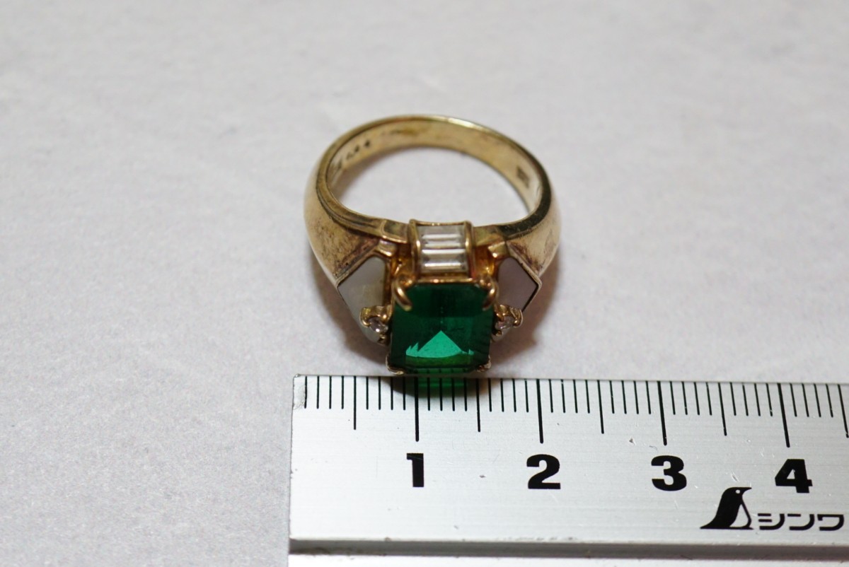 1544 IEI 天然ダイヤモンド 色ガラス リング 指輪 約13.5号 ヴィンテージ アクセサリー SILVER 925刻印 アンティーク 天然石 宝石 装飾品_画像8