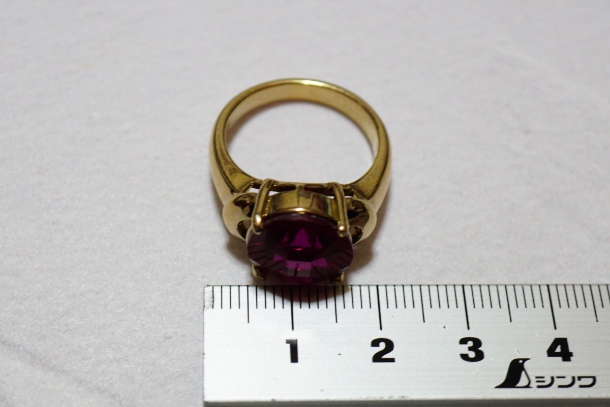 1630 ルビー リング 指輪 約15.5号 ヴィンテージ アクセサリー アンティーク 宝石 色石 カラーストーン コランダム ゴールドカラー 装飾品_画像6