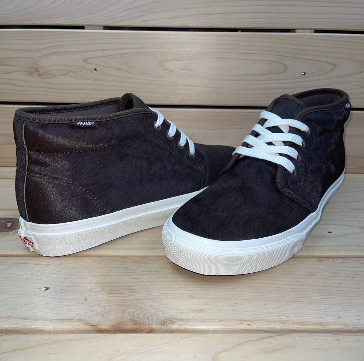 ビリーズ バンズ 27.5cm チャッカ ブーツ ブラウン ホワイト 定価13200円 BILLY'S VANS CHUKKA BOOTS ハラコ 天然皮革 スニーカー ヴァンズ_画像5