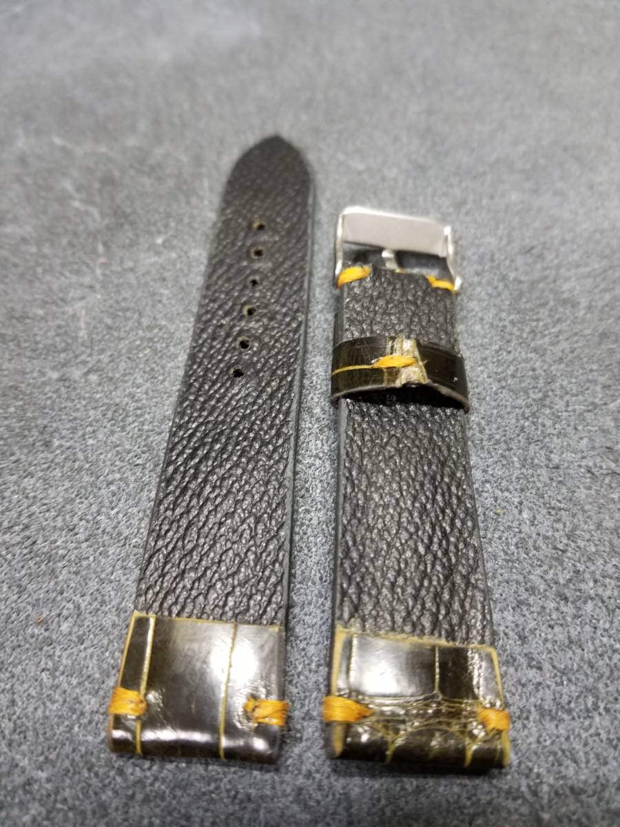 20mm 本物 クロコダイル ベルト 裏側防水 艶有り 黒に近い茶色 genuine crocodile leather_画像3