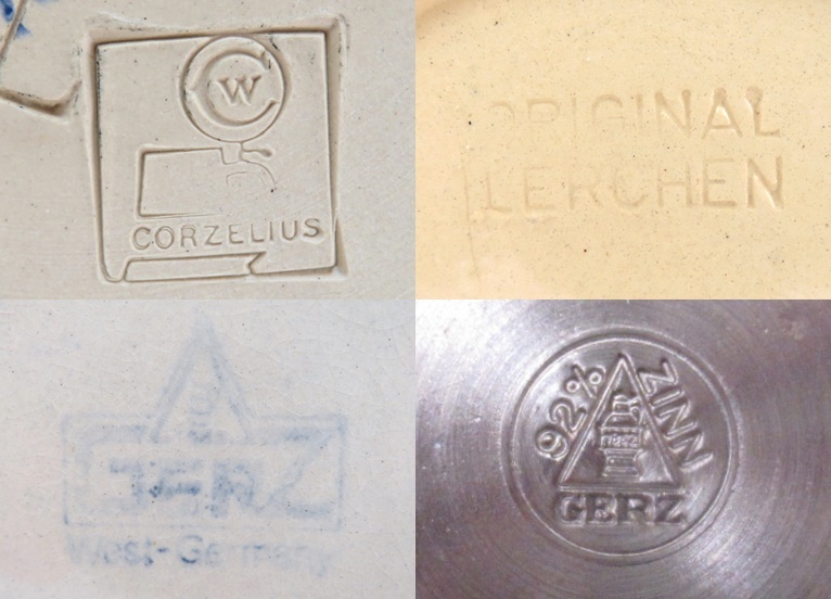 まとめ 3点 陶器製 蓋付き ビアジョッキ ビアマグ CORZELIUS ORIGINAL LERCHEN GERZ ドイツ バイエルン 0113-055_画像7