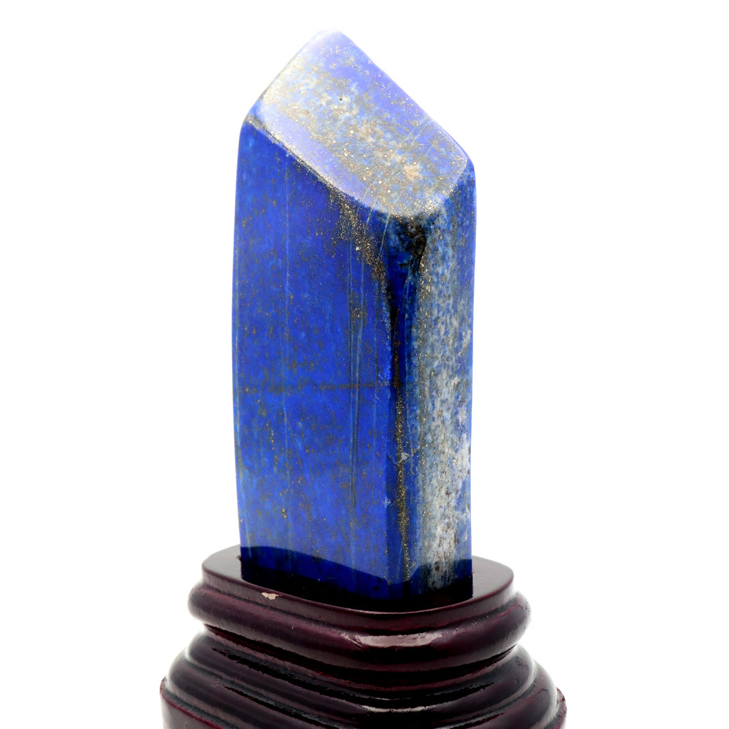ラピスラズリ 原石 354g 台付き アフガニスタン産 全面磨き ポリッシュ 天然石 青金石 置物 ラフ 1点もの lapis lazuli_画像2