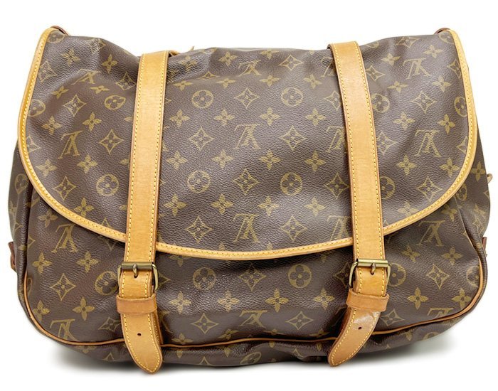 LOUIS VUITTON ルイ・ヴィトン M42252 ソミュール43 モノグラム ショルダーバッグ 斜め掛け 両面 ブラウン系 ゴールド金具 ヴィンテージ_画像3