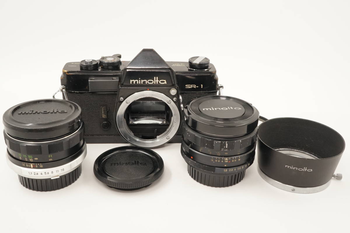 1194■売り切り■MINOLTAミノルタ■SR-1 ボディ ブラック■MC ROKKOR-PF 55mm F1.7 前期■AUTO ROKKOR-PF 55mm F1.8 前期■D57KB■現状■_画像1