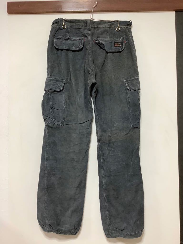 R-1181 TOMMY HILFIGER DENIM トミーヒルフィガーデニム コーデュロイパンツ カーゴパンツ W32 ブルーグレー系_画像2