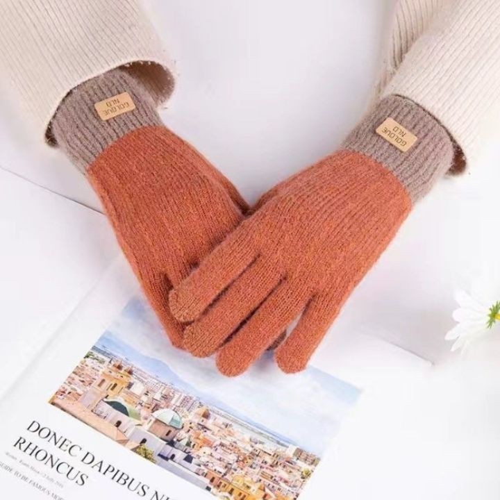 新品 手袋 グローブ 5本指 オレンジ 韓国 冬 レディース メンズ 防寒 人気