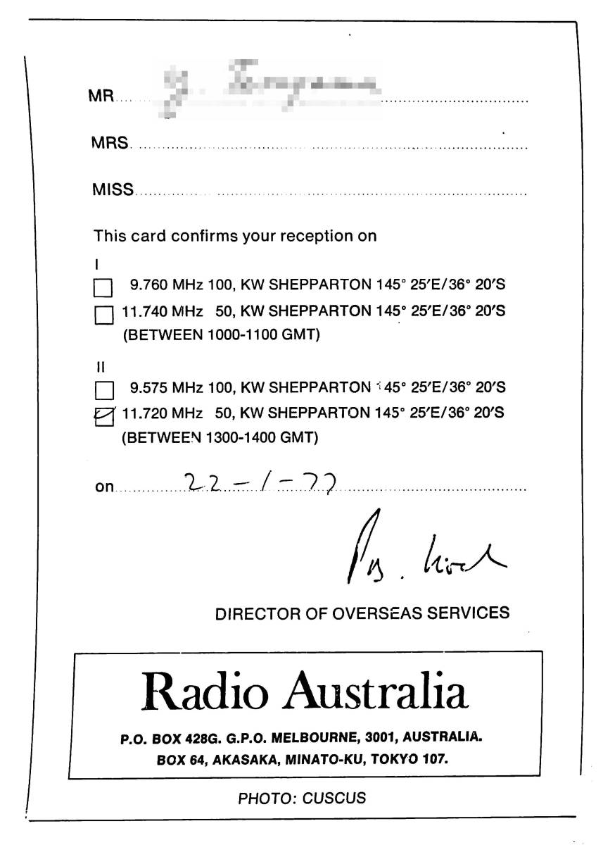 BCL* rare beli card * radio * Australia + extra *SONY* Sony * world Zone 33*CRF-330K color service guide attaching 