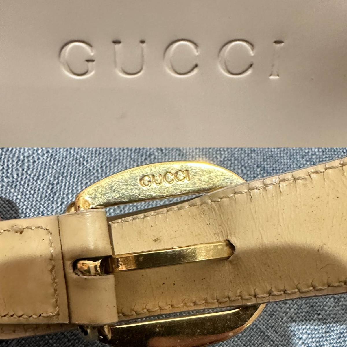 ジャンク品/長期保管品/グッチ/GUCCI/バンブー/ワンショルダーリュック/ライトベージュ/エナメル/レザー/イタリア製 /現状品/同梱不可_画像10