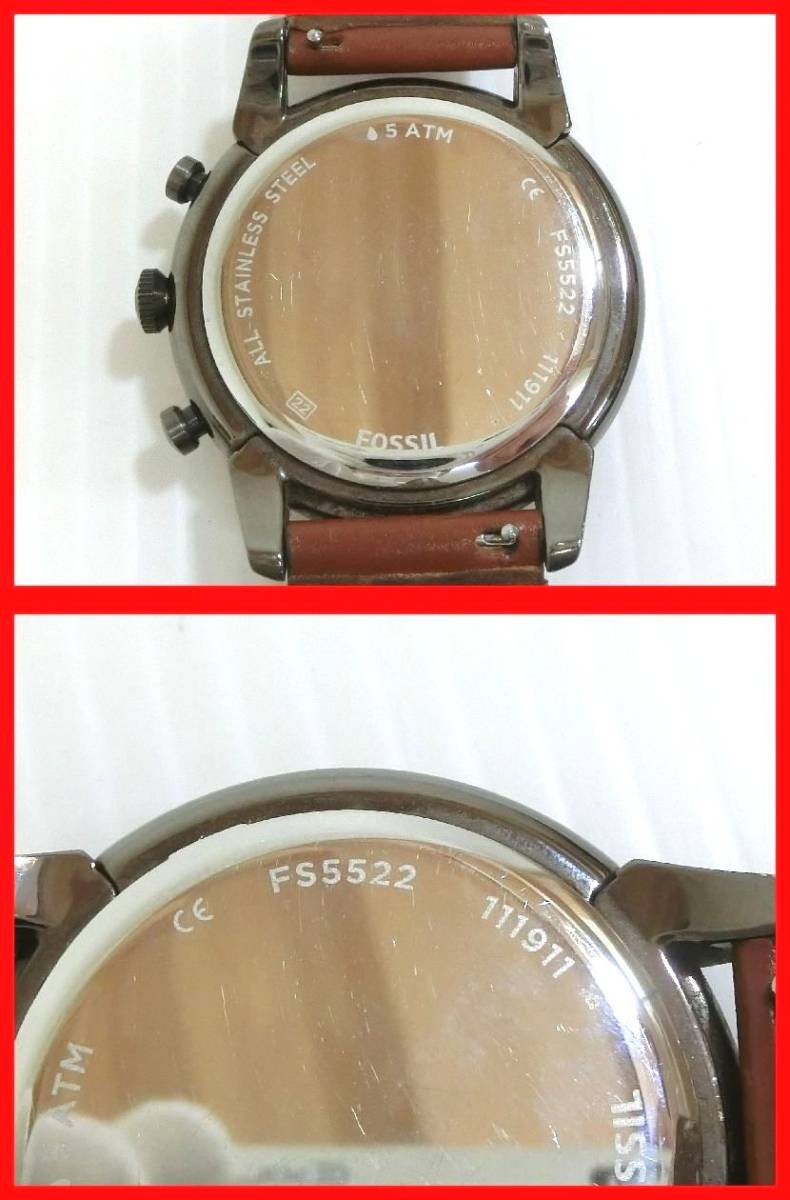 2401*F-1586*FOSSIL Fossil FS5522 11911 wristwatch quartz chronograph face black used 