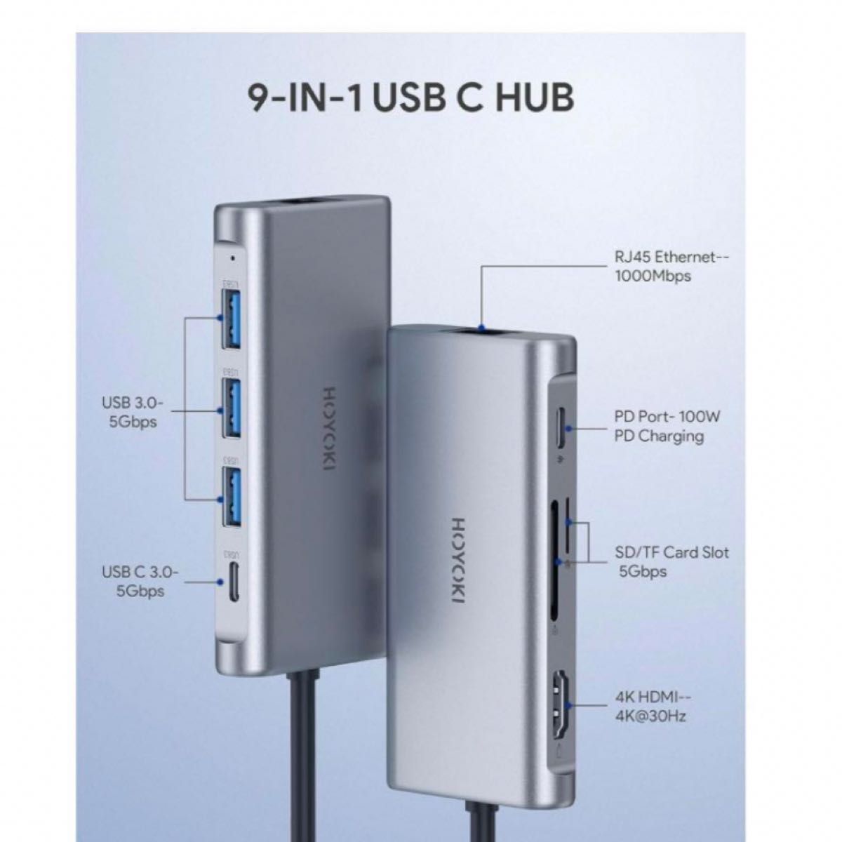 【新品未開封】HOYOKI USB Cハブアダプター 9イン1 USB Cアダプター 送料無料