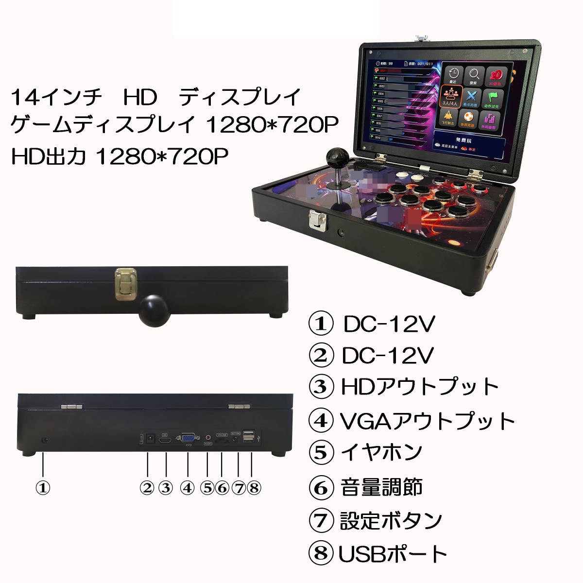 国内発送 14インチ ミニアーケードゲーム筐体 パンドラボックス (20000 IN 1) コンソールキャビネット Pandora Box_画像9