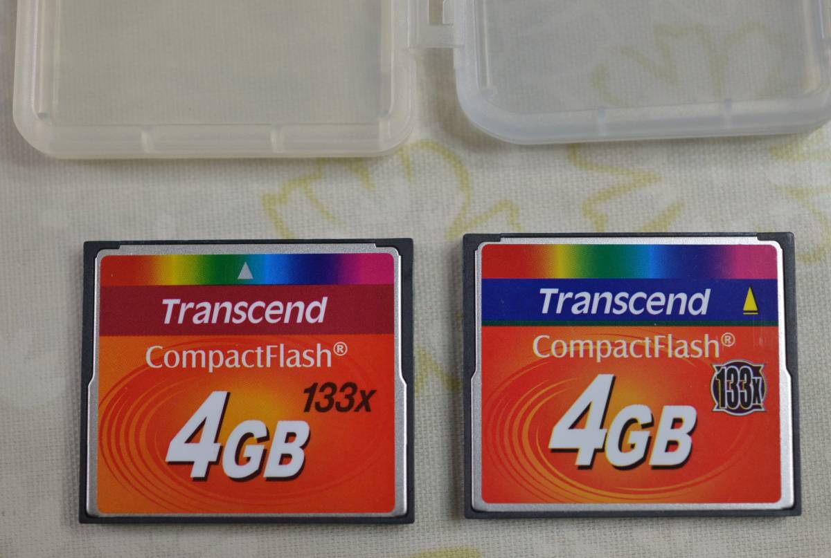 中古【同梱可】トランセンド Transcend CF コンパクトフラッシュ 4GB 133x X 2個 ケース付き_画像1