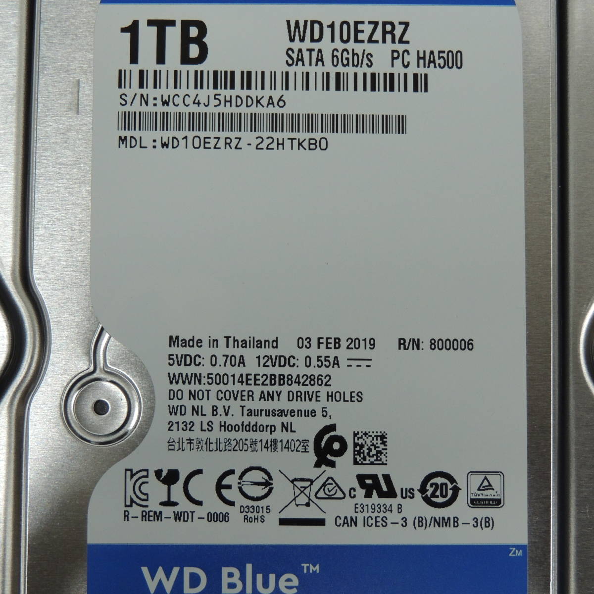 【2台まとめ売り/検品済み】WD 1TB HDD WD10EZRZ 【使用時間750h・750h】 管理:c-23_画像6