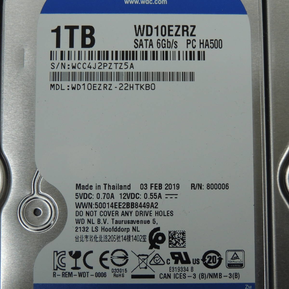 【2台まとめ売り/検品済み】WD 1TB HDD WD10EZRZ 【使用時間750h・750h】 管理:c-23_画像7