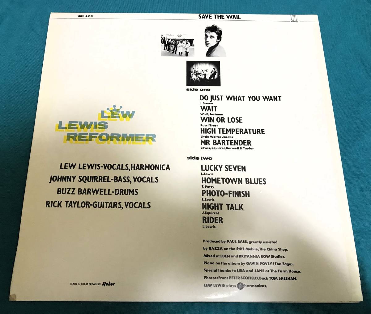 LP●Lew Lewis Reformer / Save The Wail UKオリジナル盤 Stiff SEEZ 16 パブロック PUB ROCK チバユウスケ「EVE OF DESTRUCTION」掲載盤_画像2