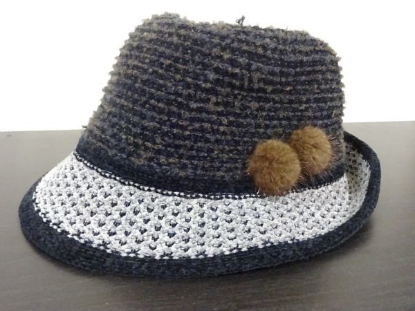 ： レディース・婦人用 ： ブラウン色　中折れハット　クロッチェ 紐付　サイズ５６cm　キャップ　帽子　ウール使用_画像6