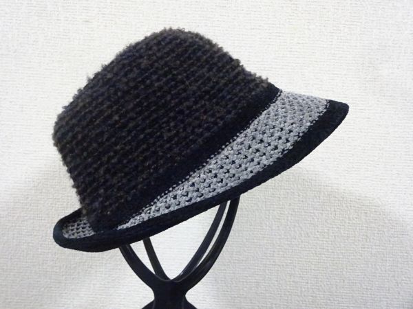 ： レディース・婦人用 ： ブラウン色　中折れハット　クロッチェ 紐付　サイズ５６cm　キャップ　帽子　ウール使用_画像4