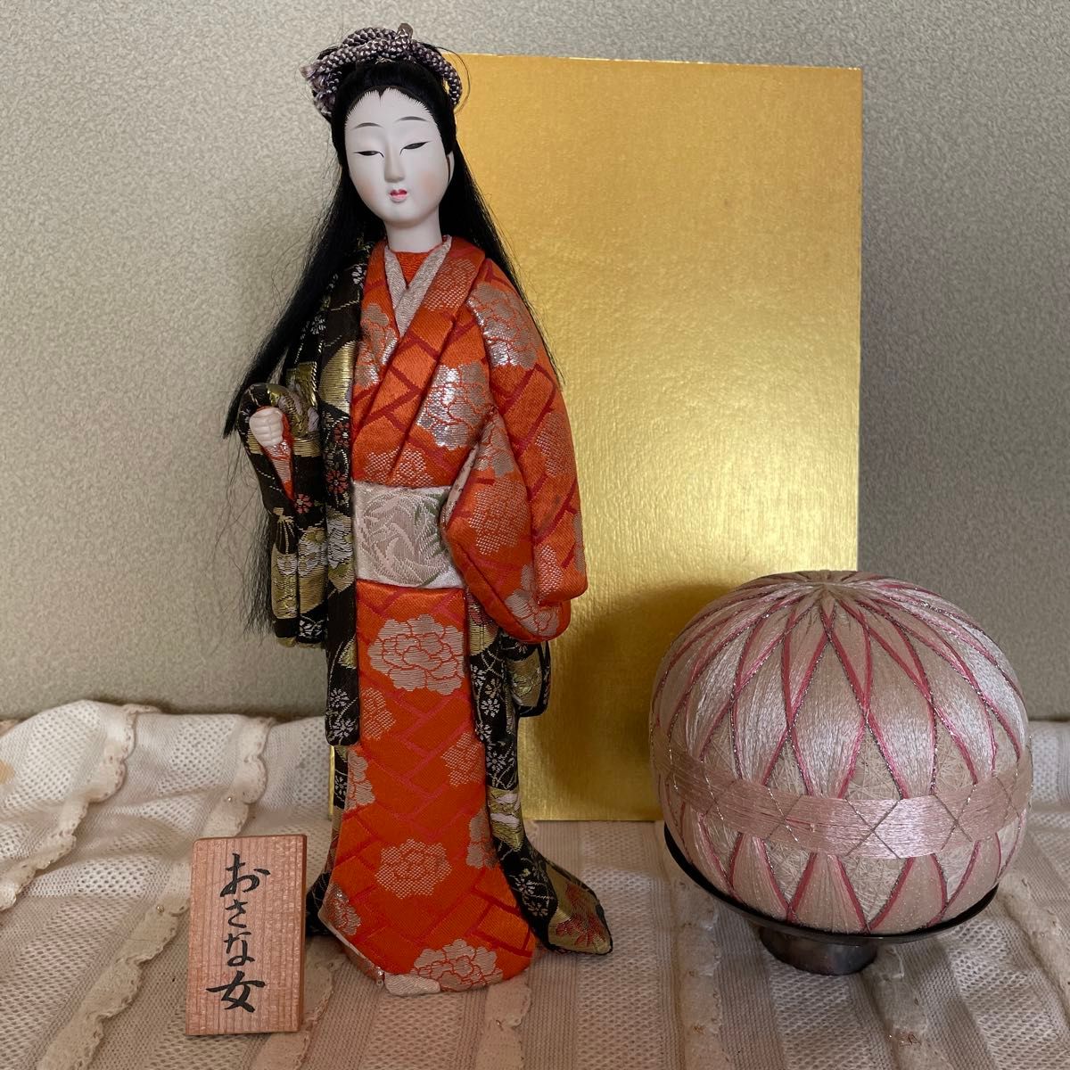 日本人形 おさな女　まり付き　昭和レトロ　アンティーク