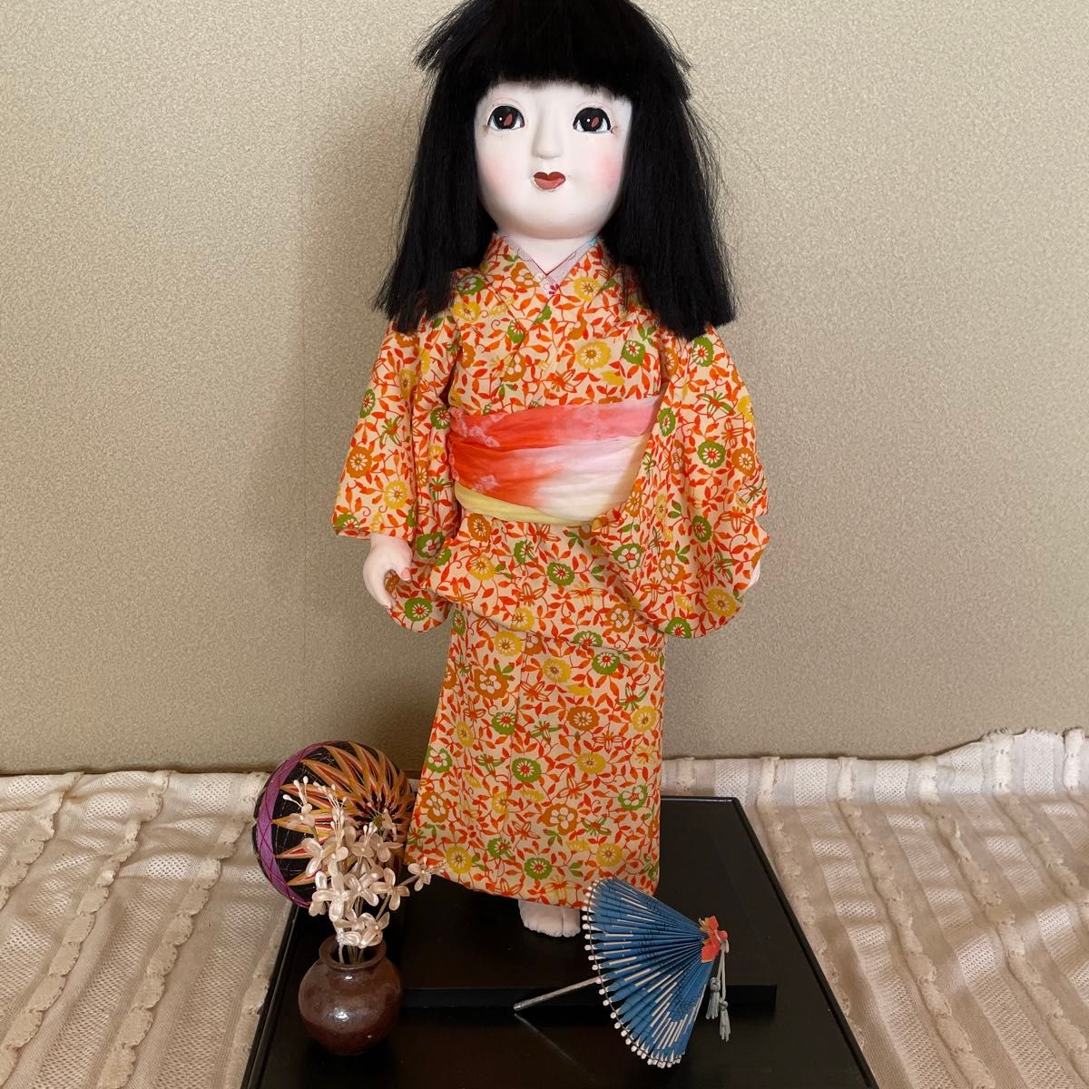 日本人形 市松人形 傘・まり付き 女の子 レトロ アンティーク 日本人形 市松人形 傘・まり付き 女の子 レトロ アンティーク