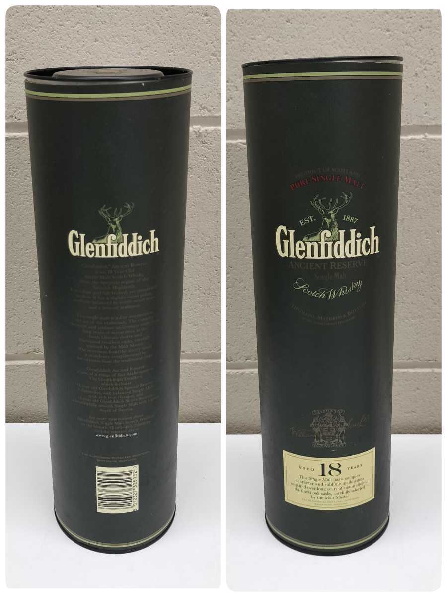 F【J-157】古酒 未開栓 Glenhddich グレンフィディック 18年 ピュアシングルモルト スコッチ ウイスキー 筒入り 750ml 43% 保管品_画像9