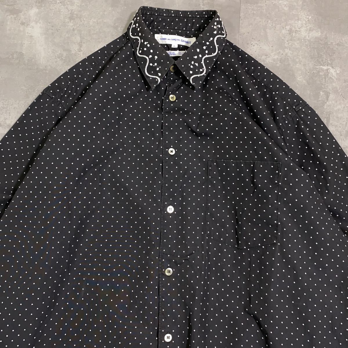 超希少　COMME des GARCONS SHIRT コムデギャルソンシャツ　■刺繍タグ 80s 川久保玲　■ドット 刺繍　■長袖シャツ　■ヴィンテージ_画像5