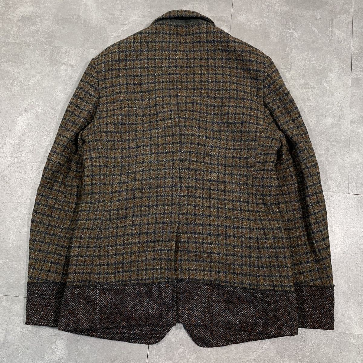 希少　COMME des GARCONS HOMME　コムデギャルソンオム■AD2007 渡辺淳弥■縮絨 切り替え チェック■テーラード ジャケット■コレクション_画像2