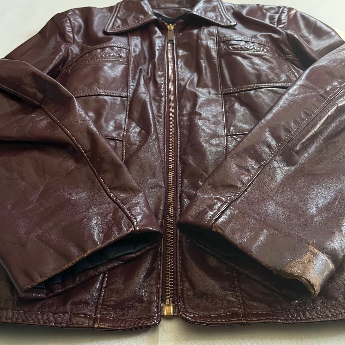 60s vintage】ジップレザージャケット 本革 talonジップ 五角形 60s vintage】ジップレザージャケット 本革 talonジップ 五角形