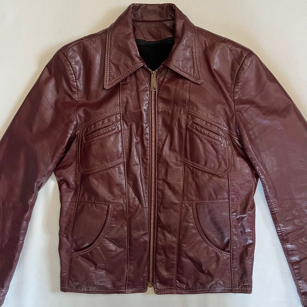 60s vintage】ジップレザージャケット 本革 talonジップ 五角形 60s vintage】ジップレザージャケット 本革 talonジップ 五角形