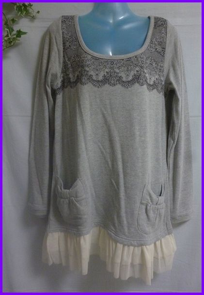 !M10310/ new goods +iiMK+ito gold + long sleeve tunic + size 38+@4620+ gray +