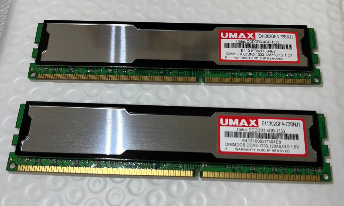 UMAX PC3-10600U 2GB × 2枚 4GB DDR3 -1333 デスクトップ用メモリ