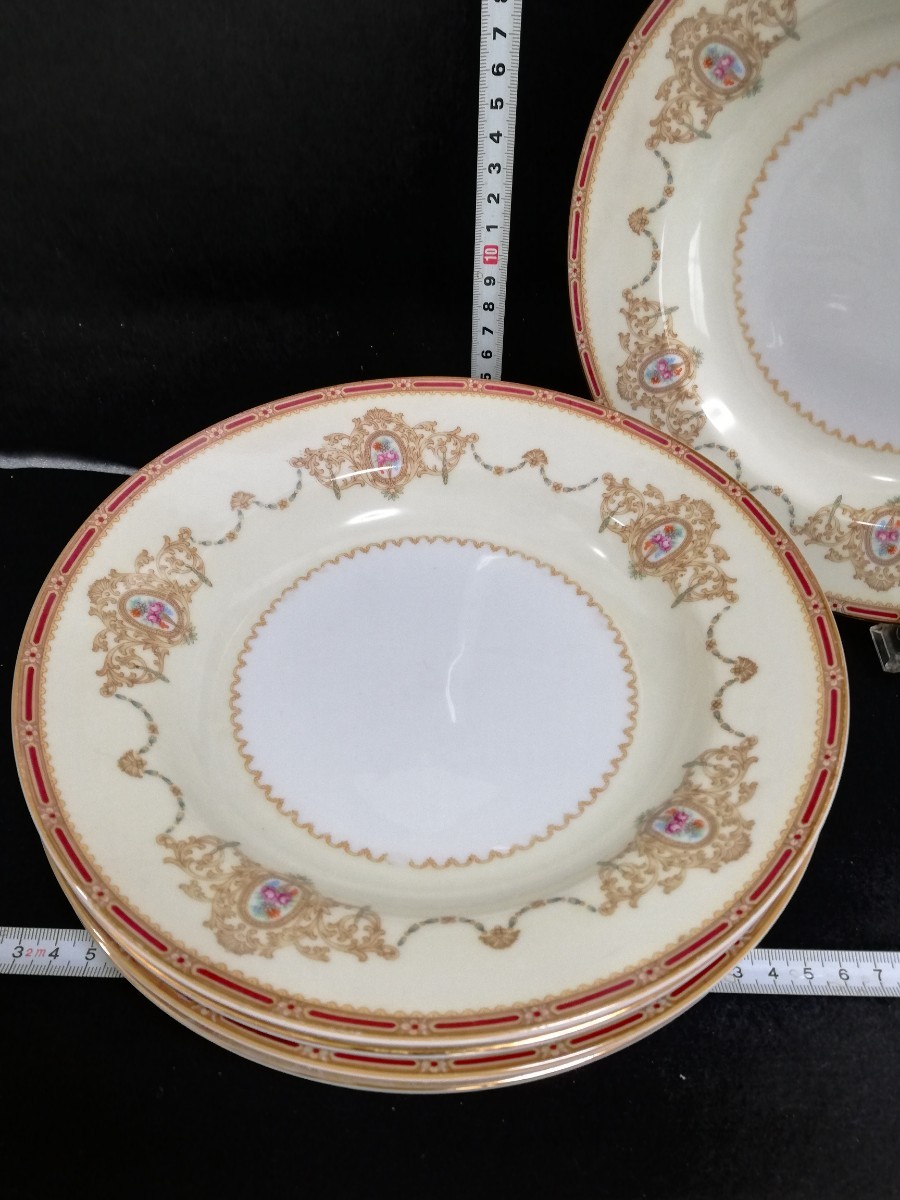 S1251. antique Noritake Noritake Yamaki seal Old Noritake plate soup plate 5 pieces set floral print medium-sized dish Western-style tableware /80