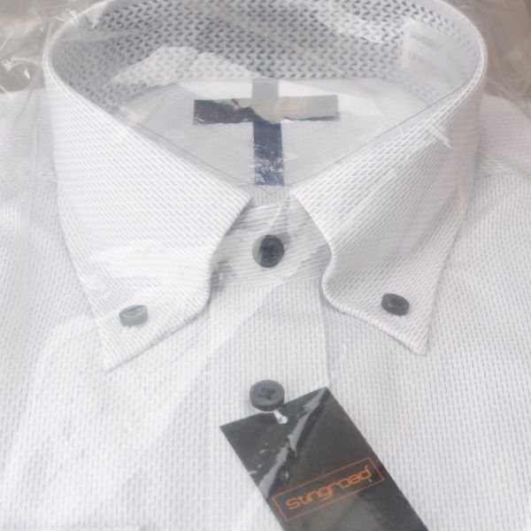 新品 ワイシャツ Yシャツ 長袖 ホワイト系 Lサイズ Stingroad ボタンダウン 衣類 ビジネス ＃60※287_画像4