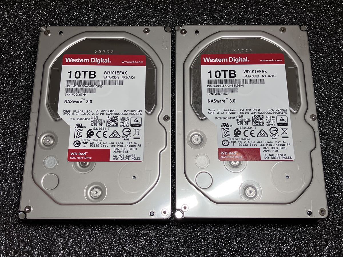 2個WD Red 10TB WD101EFAX 3.5インチ HDD SATA ハードディスク NAS 向け CMR HGST 5400RPM_画像1