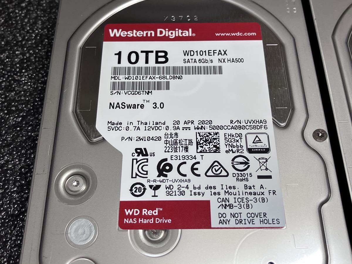 2個WD Red 10TB WD101EFAX 3.5インチ HDD SATA ハードディスク NAS 向け CMR HGST 5400RPM_画像2